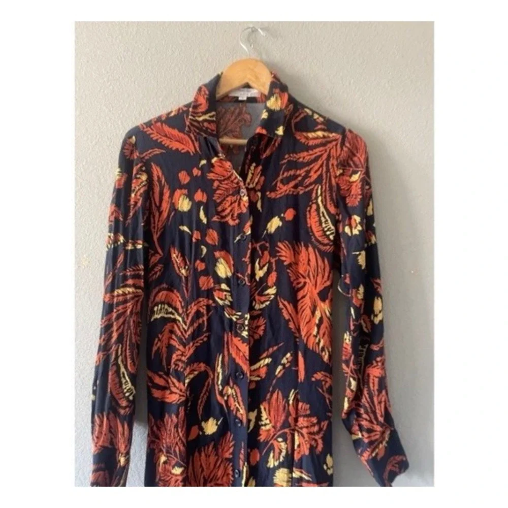 Thakoon Collective Floral Maxi Dress Collared Long Sleeve - Picture 7 of 9